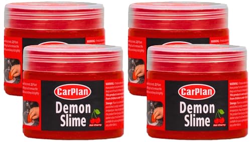 CarPlan Demon Slime 5.6 Oz - Car Interior Cleaner Gel | Putty Removes Dust & Dirt - for Detailing, Cleaning Vents, Cup Holders, Keyboards, Offices | Hot Cherry Scent (Pack of 4) - size: 160g (Pack of 4)