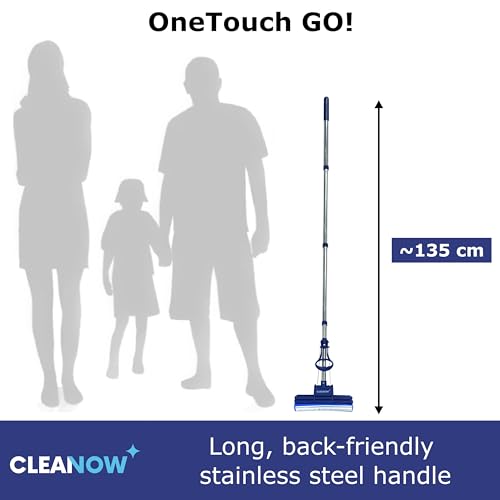 OneTouch GO! Floor Cleaner, Wring Mop, Cleaning Tool with Wringing Function - Sponge mop for Cleaning Floors- with PVA Sponge and Stainless Steel mop Handle