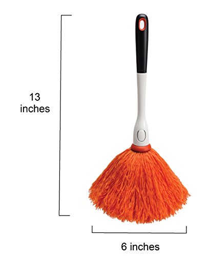 OXO Good Grips Microfiber Delicate Duster | Traps dust without chemicals, gentle on delicate surfaces, with a comfortable non-slip handle and replaceable head