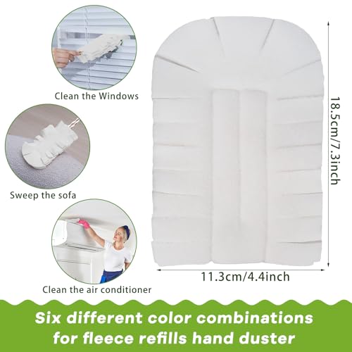 Zubebe 6 Pcs Duster Refill Reusable Fleece Duster Refills Feather Flat Dusters Multi Surface Washable Cleaning Pads Tools for Home, Blinds, Car, Pet, Furniture, Fans (White) - color: White