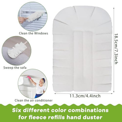 Zubebe 6 Pcs Duster Refill Reusable Fleece Duster Refills Feather Flat Dusters Multi Surface Washable Cleaning Pads Tools for Home, Blinds, Car, Pet, Furniture, Fans (White) - color: White