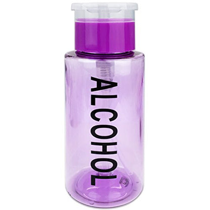 7oz Purple Push Down Pump Dispenser Empty Refillerble Bottle with Flip Top Cap - for Nail Polish, Travel, Cosmetics Packaging - color: Purple (Alcohol), size: 7 Ounce - 1 Bottle