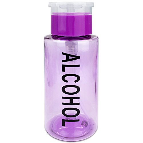 7oz Purple Push Down Pump Dispenser Empty Refillerble Bottle with Flip Top Cap - for Nail Polish, Travel, Cosmetics Packaging - color: Purple (Alcohol), size: 7 Ounce - 1 Bottle