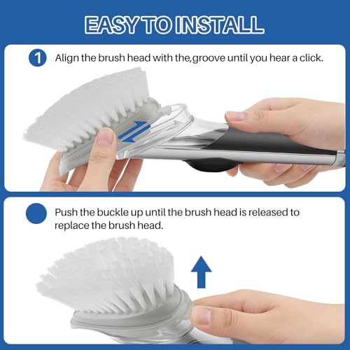 Dish Brush Refills 4 Pack, Grey Replacement BrushHeads Compatible with OXO Dish Brush & OXO DishScrubber - color: Gray