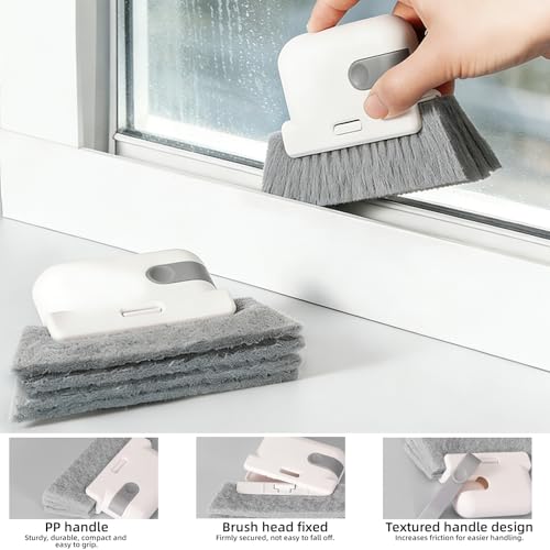 Window Track Cleaner Brush 2Pcs- 2In1 Window Sill Track Cleaner Tool, Crevice Cleaning Tool for Sliding Door Blinds Windows (Grey) - color: Gray