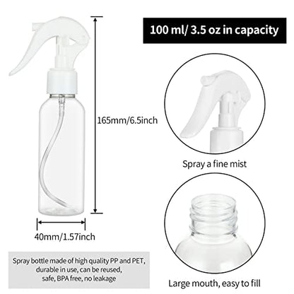 24 Pack Small Spray Bottles 3.5 oz Hair Spray Bottle 100ml Plastic Fine Mist Spray Bottles, Travel Size Spray Bottle Mini Continuous Spray Bottle for Hair, Water, Plant, Essential Oils