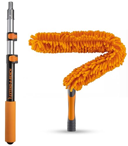 Long Handle Duster for Cleaning // Extendable Microfiber Duster with Extension Pole 18-60" // Washable, Bendable & Flexible Ceiling Fan Cleaner Duster // Telescopic Cleaning Tool for High Ceilings