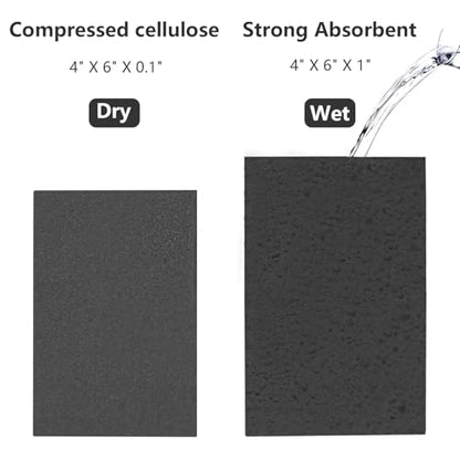 Cellulose Sponges, Large Size 4" x 6" x 1" - Heavy Duty Scrub Kitchen Sponge, Clean Tough Messes Without Scratching Kitchen Cleaning Pads, Pop Up Eco DIY (6 Pack), Black - color: Black