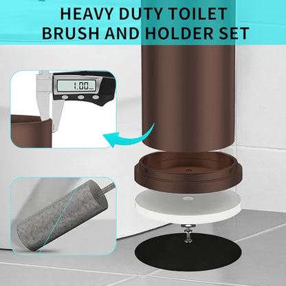 Bronze Toilet Brush and Holder Set,304 Stainless Steel Toilet Brush for Bathroom with Long Handle, Heavy Duty Toilet Bowl Brush,Removable Inner Bowl and Splash Protection,Deep Cleaning - color: Bronze