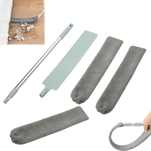 Retractable Gap Dust Cleaning Artifact,Retractable Gap Dust Cleaner Under Appliance Microfiber Duster,Washable Dusting Brush for Home,Ceiling,Blinds (1 Set with Two Replacement Head) - color: 1 Set With Two Replacement Head