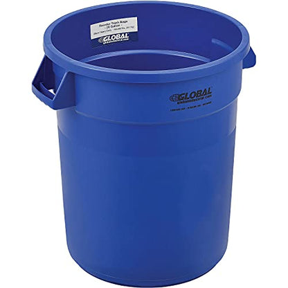 Global Industrial Commercial Round Trash Can, 20 Gallon Capacity, Plastic Garbage Can, Indoor and Outdoor Utility Trash Can, Blue, 19" W x 22-1/2"H, No Lid - color: Blue