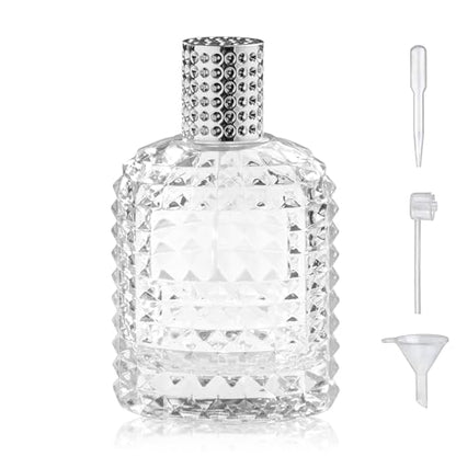 100ml/3.4 Oz Glass Spray Bottle Perfume Atomizer,Empty Travel Refillable Perfume Spray Bottle with 3 Kinds of Dispenser (A1) - style: A1