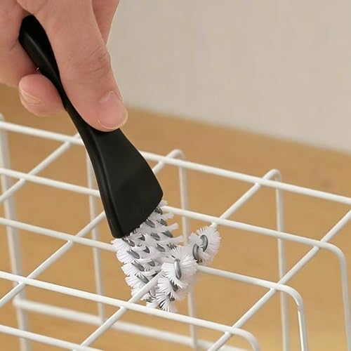 1 Pack Double-Ended Slot Cleaning Brush, Groove Crevice Cleaning Tool for Kitchen BBQ Grate Bathroom Home, Black - color: Black