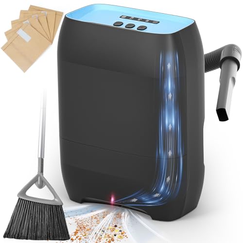 Touchless Vacuum Automatic Dustpan, Electric Dustpan with 5-Pack Disposable Dust Bags, 17KPA Strong Suction, IR Sensor, LED Alerts, Handheld Accessories for Floors/Corners/Pet Hair/Salons