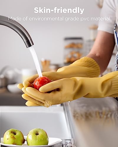 Rubber gloves on dishwashing cleaning 3 or 6 Pairs,Kitchen dish gloves,Reuseable. - size: Medium(Pack of 3)