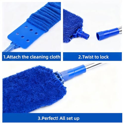 Retractable Gap Dust Cleaner Under Appliance Cleaning Tool, GMLRKY Flat Duster for Under Refrigerator Fridge Stove Couch Bed, Skinny Thin Duster for Tight Spaces (Blue) - color: Blue