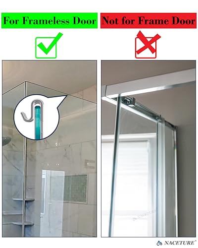 NACETURE Double Shower Door Hooks - Shower Hook Over The Door Towel Hook for Frameless Glass, Bathroom Hooks for Squeegee Rack, Robe, Organize (2 Pack) - style: Clear 2 Pack