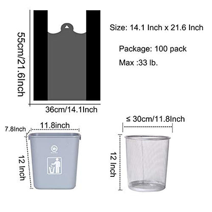 YYaaloa 100 pcs Black Trash Bags with Handles - 14x22 Super Thick 1.8mil Plastic Rubbish Bags for Office, Picnic, Kitchen, Bulk Use