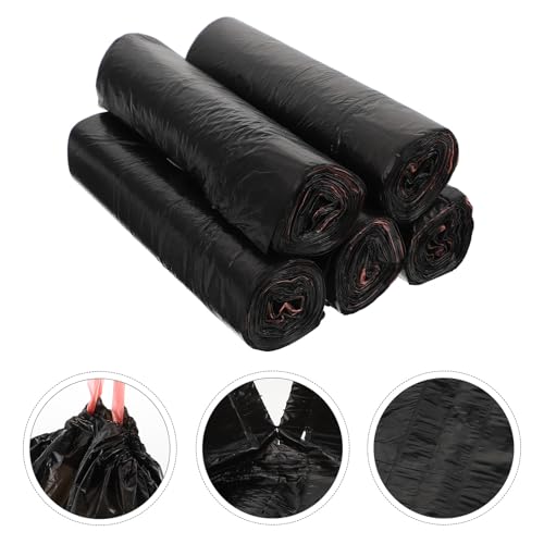 Heavy Duty Drawstring Garbage Bags 45X50 CM 5pcs Thick Black Disposable Trash Bags for Home Kitchen Waste Disposal