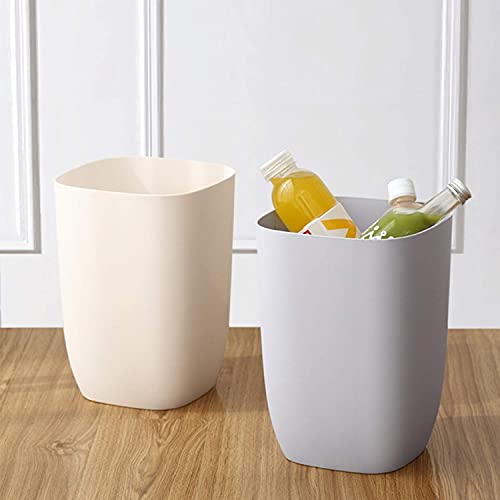 Bathroom Trash Can, Small Garbage Can for Bedroom, Living Room, Kitchen, Slim Cute Plastic Waste Basket for Office, 7L, Matt White - color: White