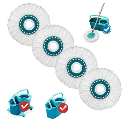 4 Pack Spin Mop Heads Replacement Compatible with Leifheit Clean Twist,Microfiber Head Mops for Leifheit Clean Twist Mop Systems,Dry Wet Clean All Hard-surfaced Floors Machine Washable