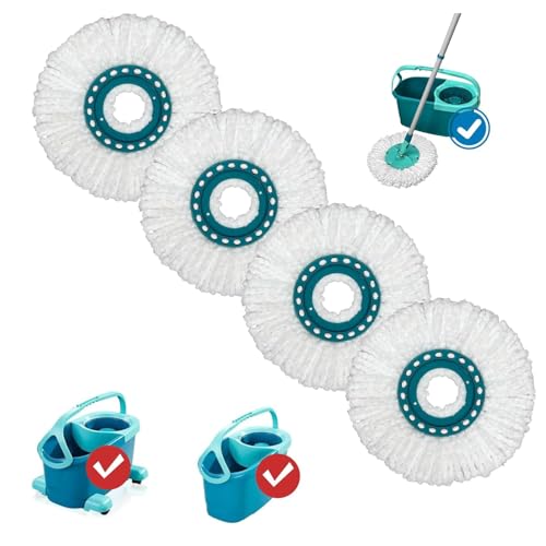 4 Pack Spin Mop Heads Replacement Compatible with Leifheit Clean Twist,Microfiber Head Mops for Leifheit Clean Twist Mop Systems,Dry Wet Clean All Hard-surfaced Floors Machine Washable