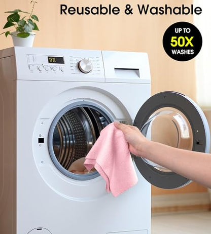 KitchLife Microfiber Cleaning Cloth Roll - Tear-Away Reusable Microfiber Paper Towels, Lint-Free, Washable, 20 Sheets for Kitchen, Car, Dishes, and Sensitive Surfaces (Pink) - color: Pink
