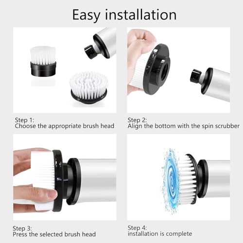 Electric Spin Scrubber Replacement Heads 4 in 1 Cleaning Brush, for Electric Spin Scrubber of ANS-8051A/8050 Power Shower Scrubber,for Household and Heavy Oil Pollution Cleaning Accessory