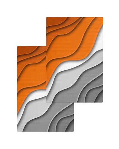 Ombre Orange Grey Hand Towels Set,Waffle Weave Kitchen Towels 2 Pieces,Hair Face Bath Tea Towel Absorbent Quick Drying Cleaning Dish Cloths,Abstract Geometric White Modern Colored 15.7"x23.6" - color: Orange, size: 2PCS,15.7"x23.6"