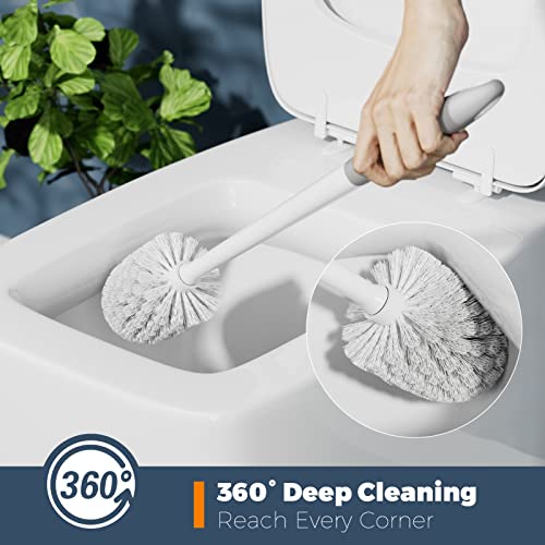 Holaloha Toilet Brush, 3 Pack Toilet Brushes for Bathroom with Holder, Bathroom Accessories Toilet Bowl Brush with 3 Clean Brush, Toilet Scrub Brush, Toilet Brush Set for Deep Cleaning, White - color: White