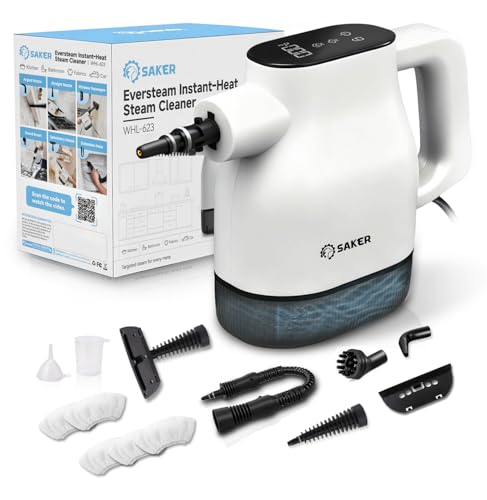 Saker EverSteam Instant-Heat Steam Cleaner for Home,15s Heat-up Handheld Steam Cleaner, Lightweight Portable Continuous Refill Steamer for Deep Cleaning of Floor, Car and Kitchen - size: With 5 Fiber Cloths