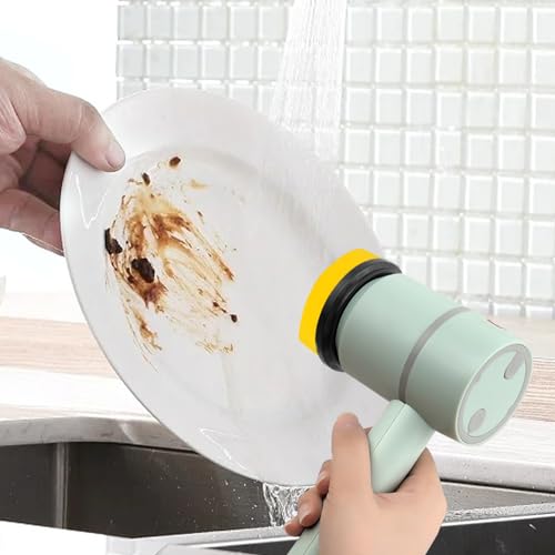 Dish Buddy,Dish Gun for Washing Dishes, Electric Scrub Brush, Electric Dish Scrubber with 6 Replaceable Brush Heads, Handheld Kitchen Brushes for Dishes Kitchen Cleaning Brushes