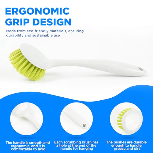 3 Pcs Household Cleaning Brushes with Handles are Perfect Cleaning Pans Dish Brush Scrub Brush Kitchen Cleaner for Cleaning Pasta Plate countertops and Cleaning Brushes for Household use