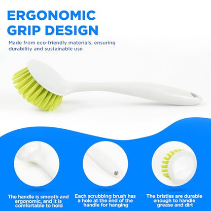 3 Pcs Household Cleaning Brushes with Handles are Perfect Cleaning Pans Dish Brush Scrub Brush Kitchen Cleaner for Cleaning Pasta Plate countertops and Cleaning Brushes for Household use