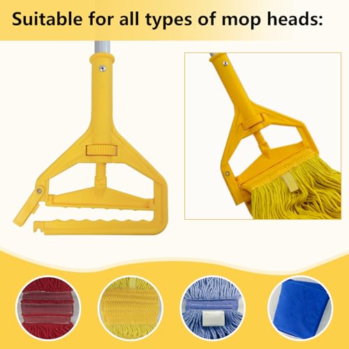 60 Inch Industrial Mop Handle Commercial mop Handle Heavy Duty Industrial mop Bucket mop Handles Heavy Duty Commercial mop Head Replacement and Handles mop Stick Replacement Mop Stick - color: Yellow