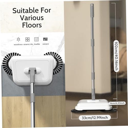 Floor Sweeper Manual Floor Sweeper, 2-in-1 360° Rotating Hand Push Sweeper, High Efficient Carpet Sweeper with Long Handle, Hanging Manual Vacuum Sweeper for Home Office
