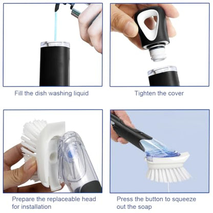 CELOX Dish Brush with Soap Dispenser, Soap Dispensing Dish Brush for Pot Pan Sink Cleaning