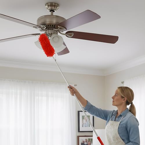 Duster for Cleaning Hand Duster Cleaning Supplies for Office Car Window Furniture Ceiling(Red,0.9 ft) - color: Red, size: Long Strip