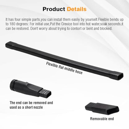 25" Long Flexible Crevice Tool Vacuum Cleaning Attachment For All 1-1/4 in or 1-3/8 inch Connector Hoses Helps Clean Dryer Lint and Spiders on Ceiling
