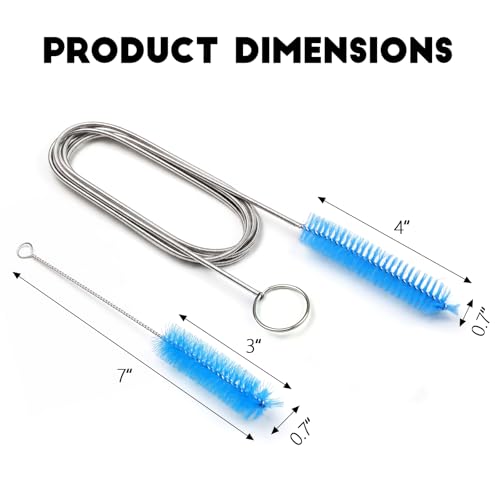 2PCS Flexible Long Drain Brush, 78 Inch Nylon Stainless Steel Tube Cleaning Brush, Slim Long Hose Pipe Cleaning Tool for Auto Sunroof Drain Hole, Car Fridge, Kitchen Sink (Single End-Blue) - color: Single End-blue