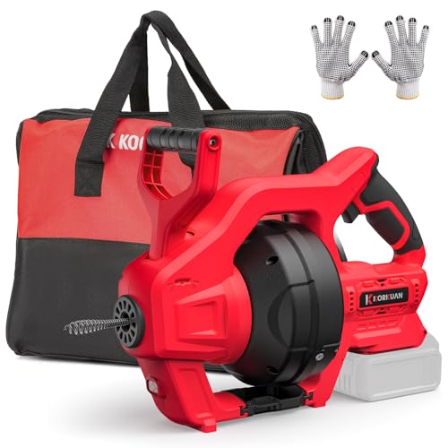 Cordless Electric Drain Auger Compatible with Milwaukee 18V Battery, Auto-Feed Plumbing Drain Snake with 23.62FT Cable, Drain Clog Cleaner Tool for Sink, Toilet, Bathtub, Sewer (Battery Not Included)
