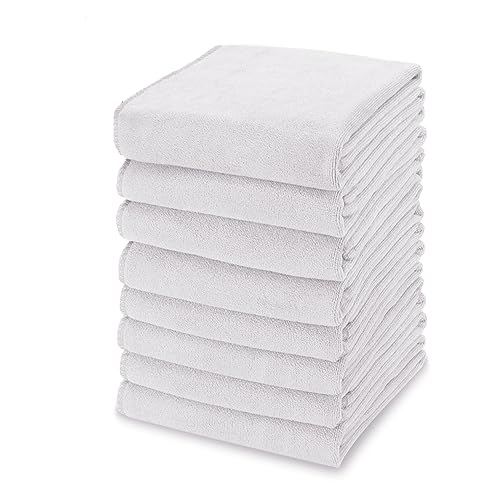 kimteny 13x28 Inches Kitchen Cloth Dish Towels, 400 GSM Premium Dishcloths, Super Absorbent Coral Velvet Microfiber Cleaning Cloths, Fast Drying Rags for Washing Dishes (8 Pack, White) - color: White, size: 8 Pack