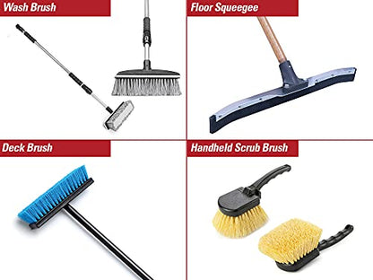 Harper 37518700 All-Purpose Scrubbing & Squeegee Brush Set with 10 in. Wash Brush with Flow-Through Handle, 24 in. Floor Squeegee, 10 in. Deck Brush and 8 in. Handheld Scrub Brush - style: All-Purpose Scrubbing Cleaning Set
