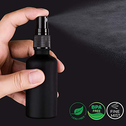 2oz Small Glass Essential Oils Spray Bottles, Fine Mist Frosted Black Spray Bottles (Set Of 3) - color: Frosted Black