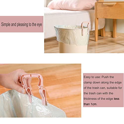 8 Pack Small Trash Can Clips with Handle Non-Slip Trash Bags Clamp Holder Fastener for Bathroom Trash Can Wastebasket Garbage Can Toilet Vanity Waste Basket Office Bedroom Trash Bin