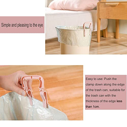 8 Pack Small Trash Can Clips with Handle Non-Slip Trash Bags Clamp Holder Fastener for Bathroom Trash Can Wastebasket Garbage Can Toilet Vanity Waste Basket Office Bedroom Trash Bin