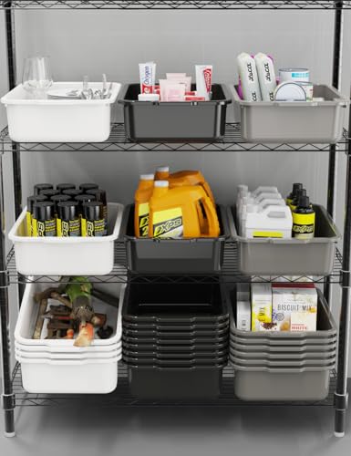 Gray 13 L Commercial Bus Tubs/Tote Box, Plastic Storage Wash Basin Tub, 5-Pack - color: Grey, size: 13 Liter-Grey
