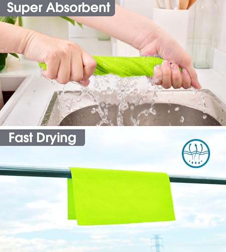 KitchLife Microfiber Cleaning Cloth Roll - Tear-Away Reusable Microfiber Paper Towels, Lint-Free, Washable, 20 Sheets for Kitchen, Car, Dishes, and Sensitive Surfaces (Neon Green) - color: Neon Green