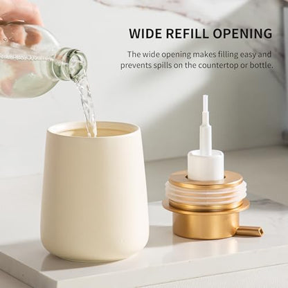 Enra Foaming Soap Dispenser,12 Oz Modern Foam Soap Dispenser with Gold Pump for Bathroom, Kitchen with Easy-to-Press Pump (Beige Foam Gold Pump) - color: Foam-beige-gold Pump