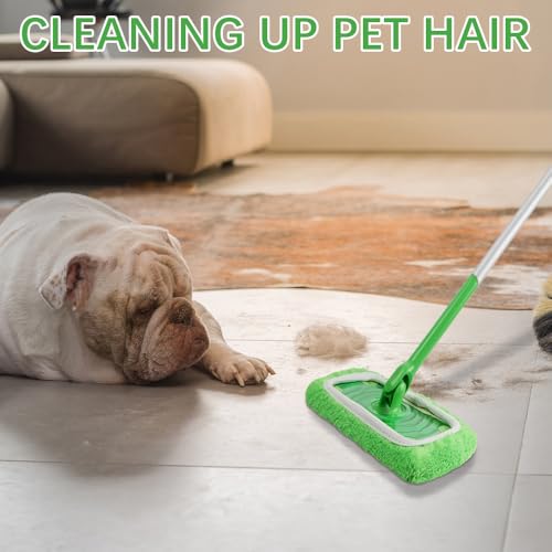 3 Pack Green Reusable Microfiber Mop Pads Replacement, Wet and Dry Flat mop Cover, Washable Wet Pads Refill for Surface/Hardwood Floor Cleaning - color: Green